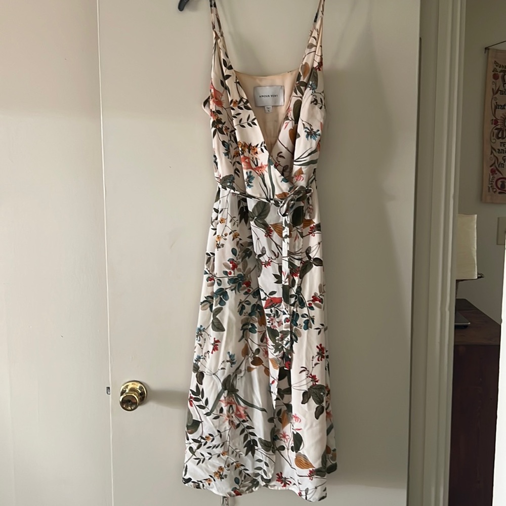 Amour Vert ivory floral wrap dress